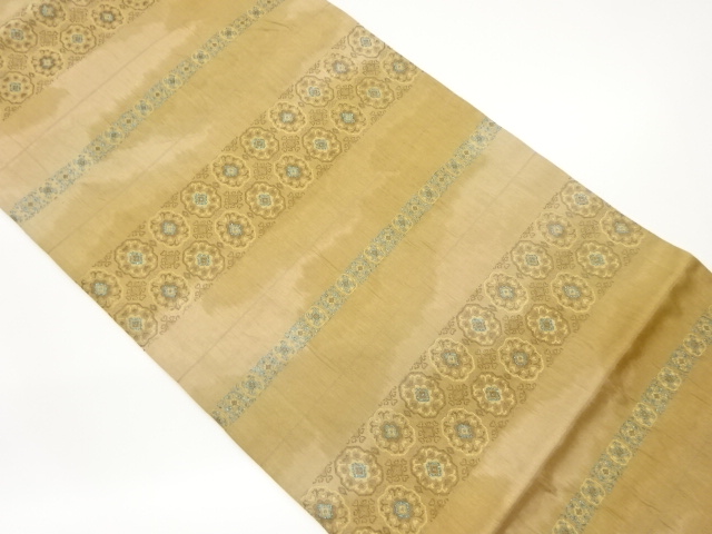 横段に華文模様織出し全通袋帯